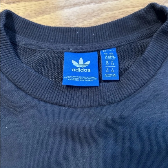 Adidas Original Trefoil Logo Crew Sweatshirt Pullover Size XS Black Top - Picture 4 of 6